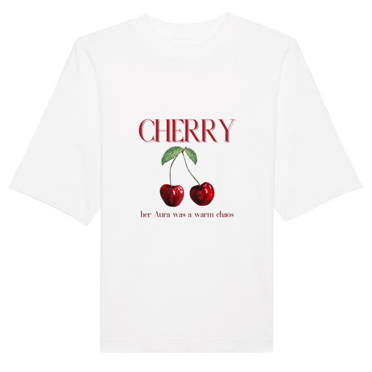 Mockup weiß oversized T-Shirt mit Kirschen Cherry Aura Hadix Originals