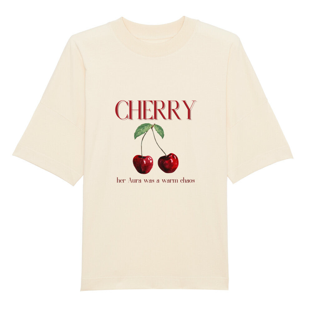 Mockup beige oversized T-Shirt mit Kirschen Cherry Aura Hadix Originals 