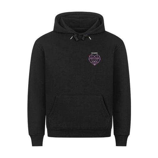 Hadix Hoodie mit rosa grafischem Herz und Überschrift Hadix unisex Pullover Sommer Winter 