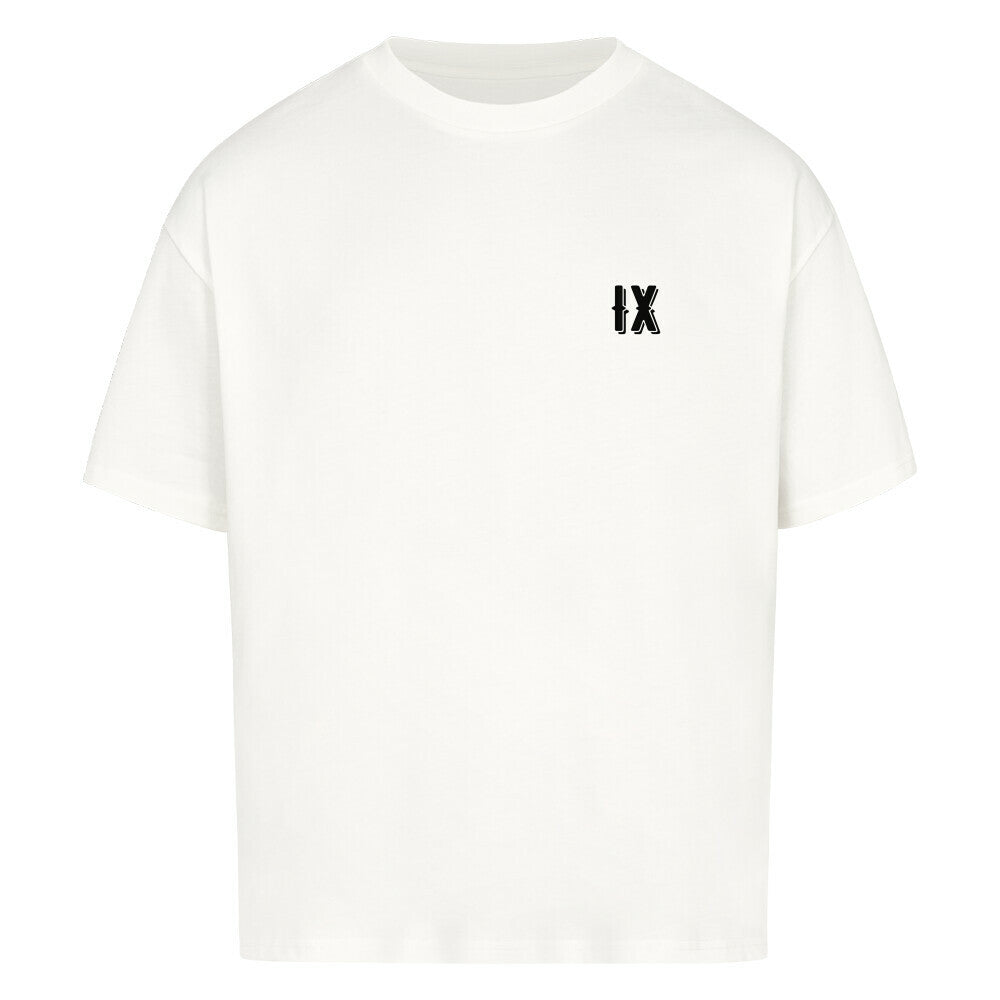 Hadix oversized Tshirt front side white color IX logo red moon, Japanese and Chinese culture and tradition
